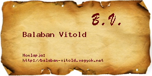 Balaban Vitold névjegykártya